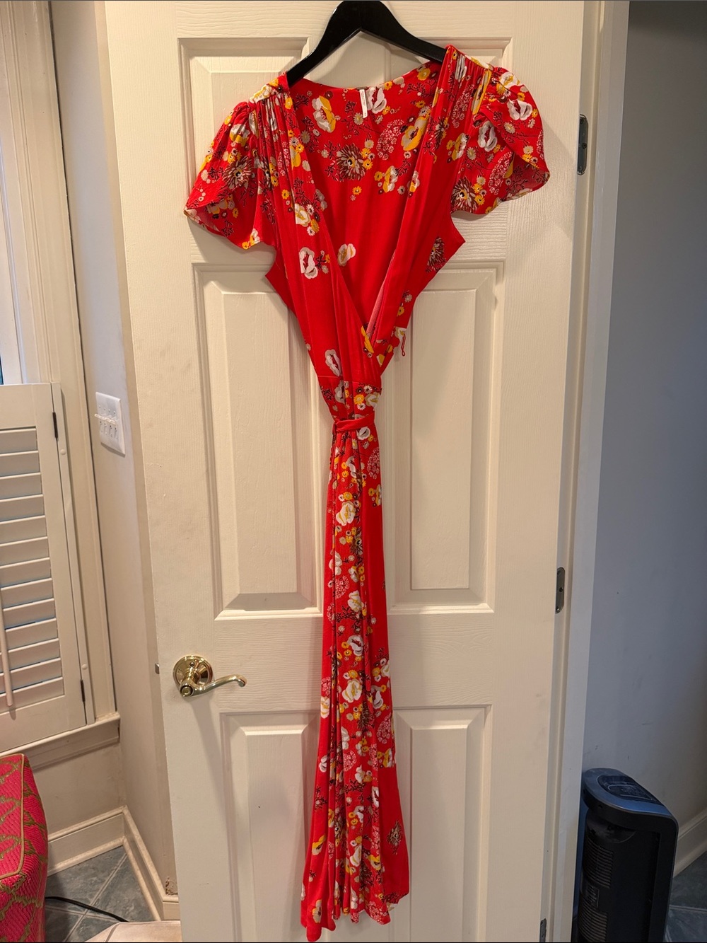 Free People Red Floral Wrap Maxi Dress